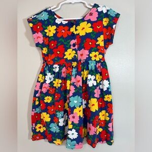 Hannah Andersson Cotton Short Sleeve Dress with Colorful Floral Design